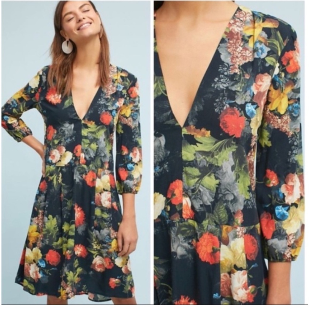 Anthropologie The Odells Fall Floral Dress size M